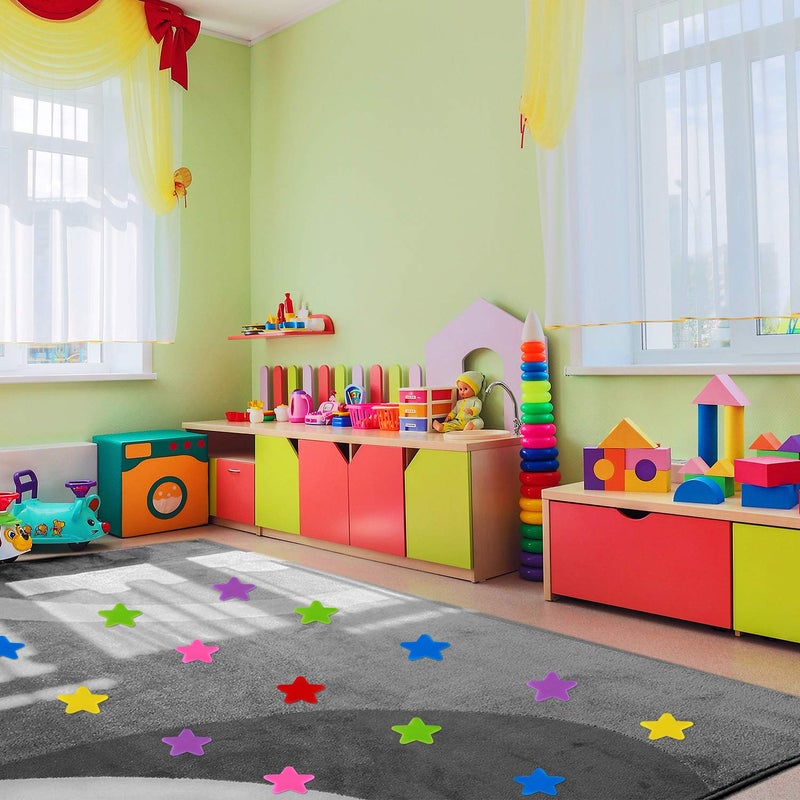 IKAYAS 48 Pcs Star Carpet Spots Markers Carpet Circles Carpet Markers for Kids Social Distancing, Removable Carpet Dots Floor dots for Classroom, 6 Colors - Image 3